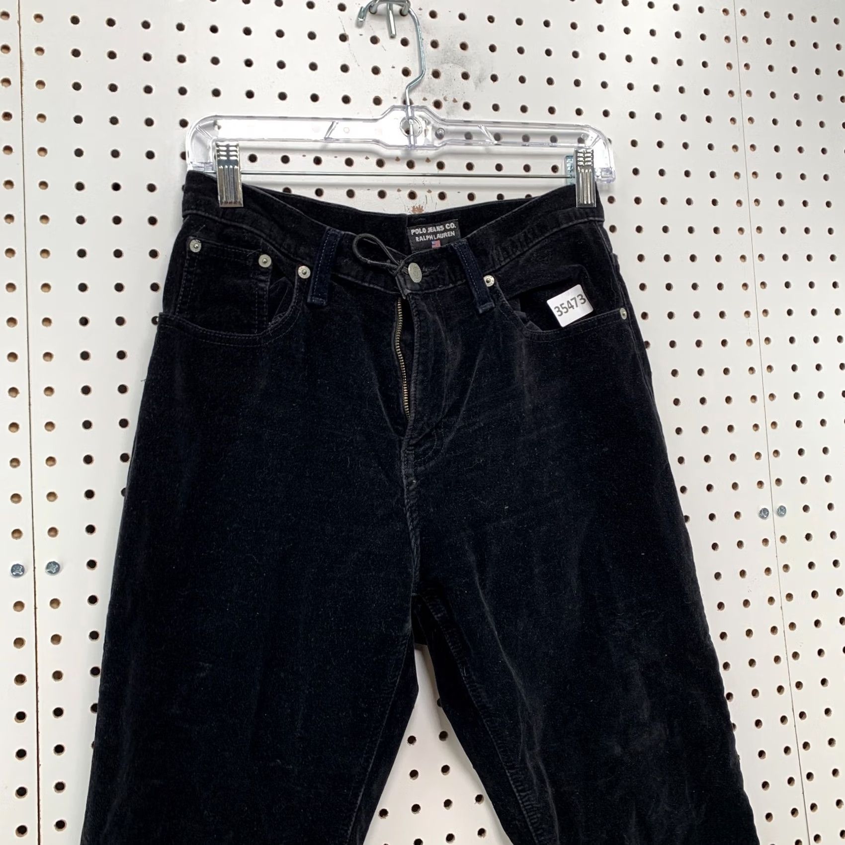 Polo Ralph Lauren VINTAGE Polo Jeans Ralph Lauren Velvet Pants Womens 8 Black Velour Relaxed Inseam 29 26x29 Chino Skinny Front Flat Front Size 30" / US 8 / IT 44 - 4 Thumbnail