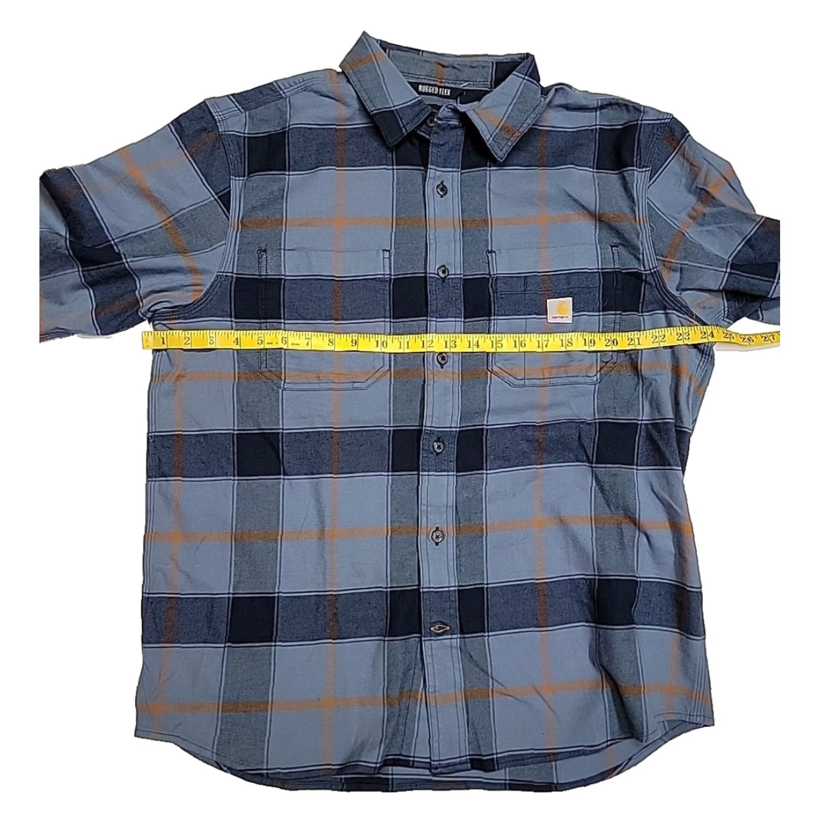 Carhartt Rugged Flex Flannel Shirt XL Blue Plaid Button-Up Long
