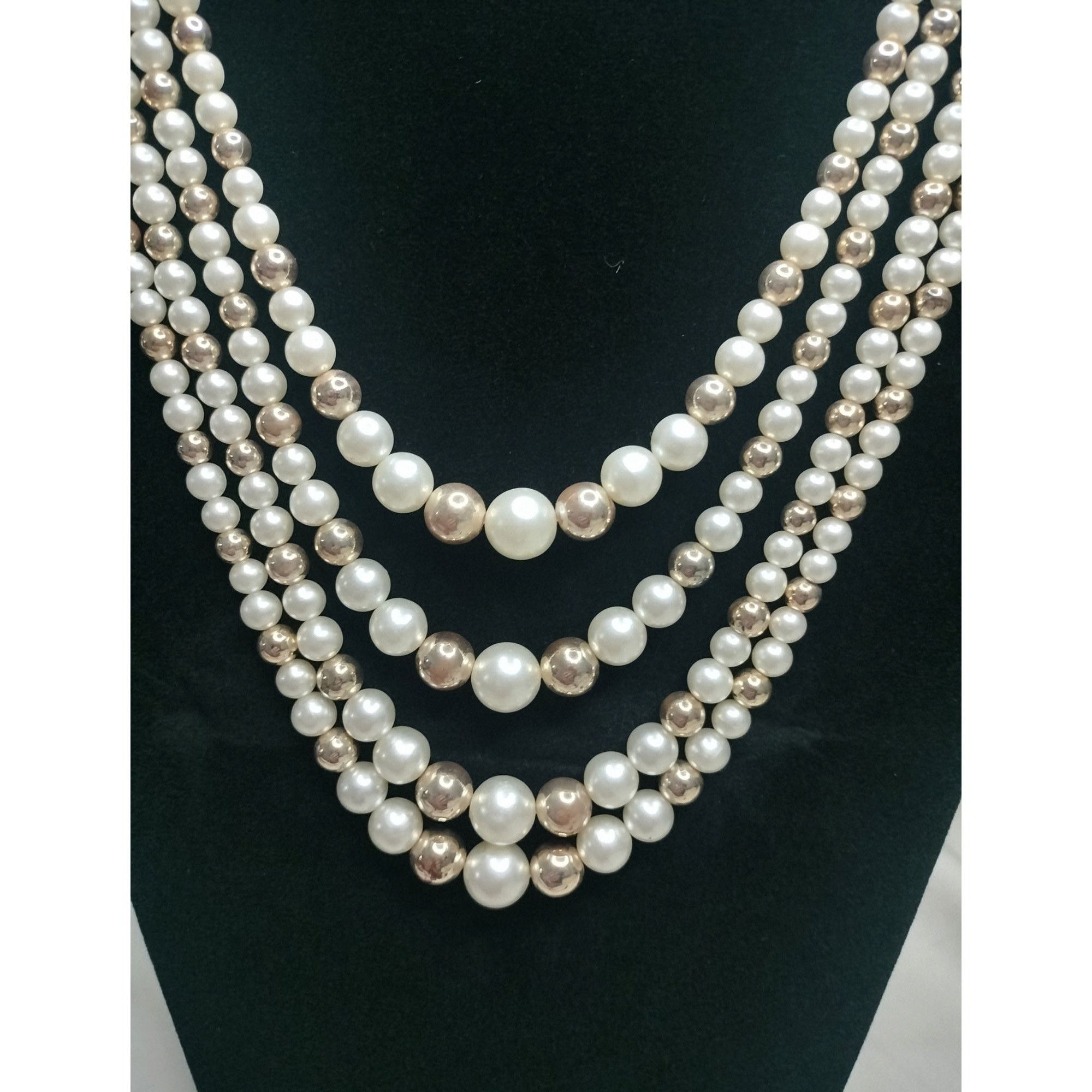Vintage Vintage Multi Strand Faux Pearl Necklace White Gold Tone Dec Size ONE SIZE - 16 Thumbnail