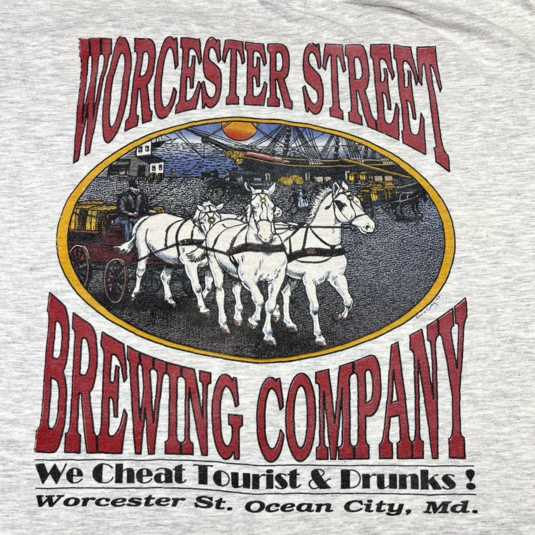Gildan VINTAGE Worcestet Street Brewing T Shirt Beer Promo XL Gray Gildan Men Crew Neck Short Sleeve Graphic Print 90s Mens Size US XL / EU 56 / 4 - 7 Thumbnail