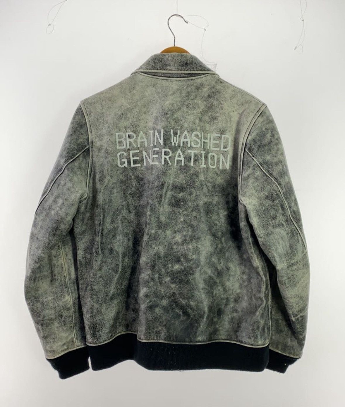 image of Undercover Brain Washed Generation Leather Jacket in Black, Men's (Size Medium)