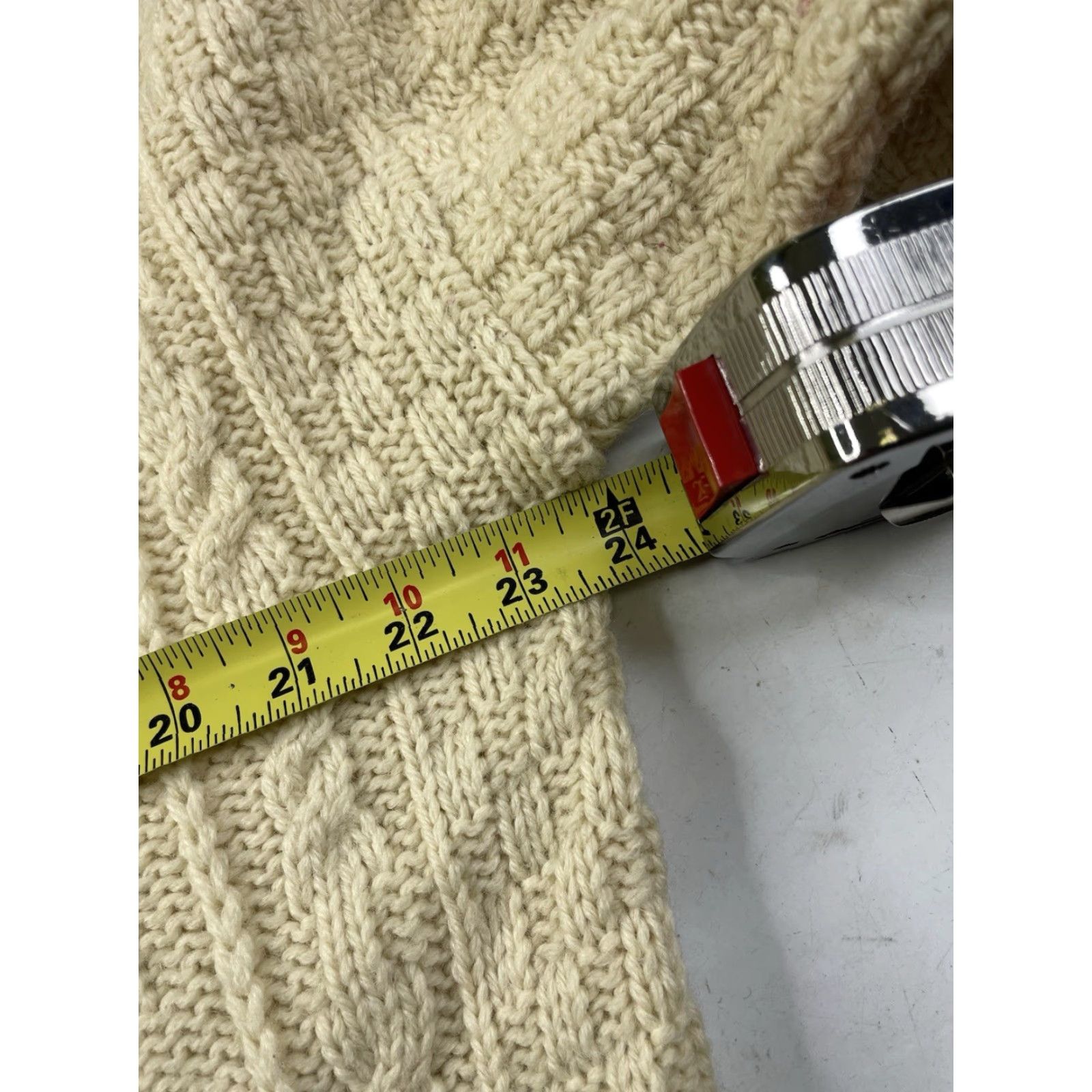 Vintage Aran Crafts Cable Knit Cardigan Sweater Womens Large Ivory Wool Size L / US 10 / IT 46 - 5 Thumbnail