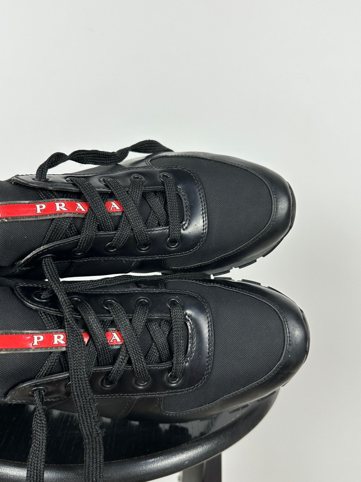 Prada Prada Matchrace Black Leather Sneakers Size US 7 / EU 40 - 21 Thumbnail