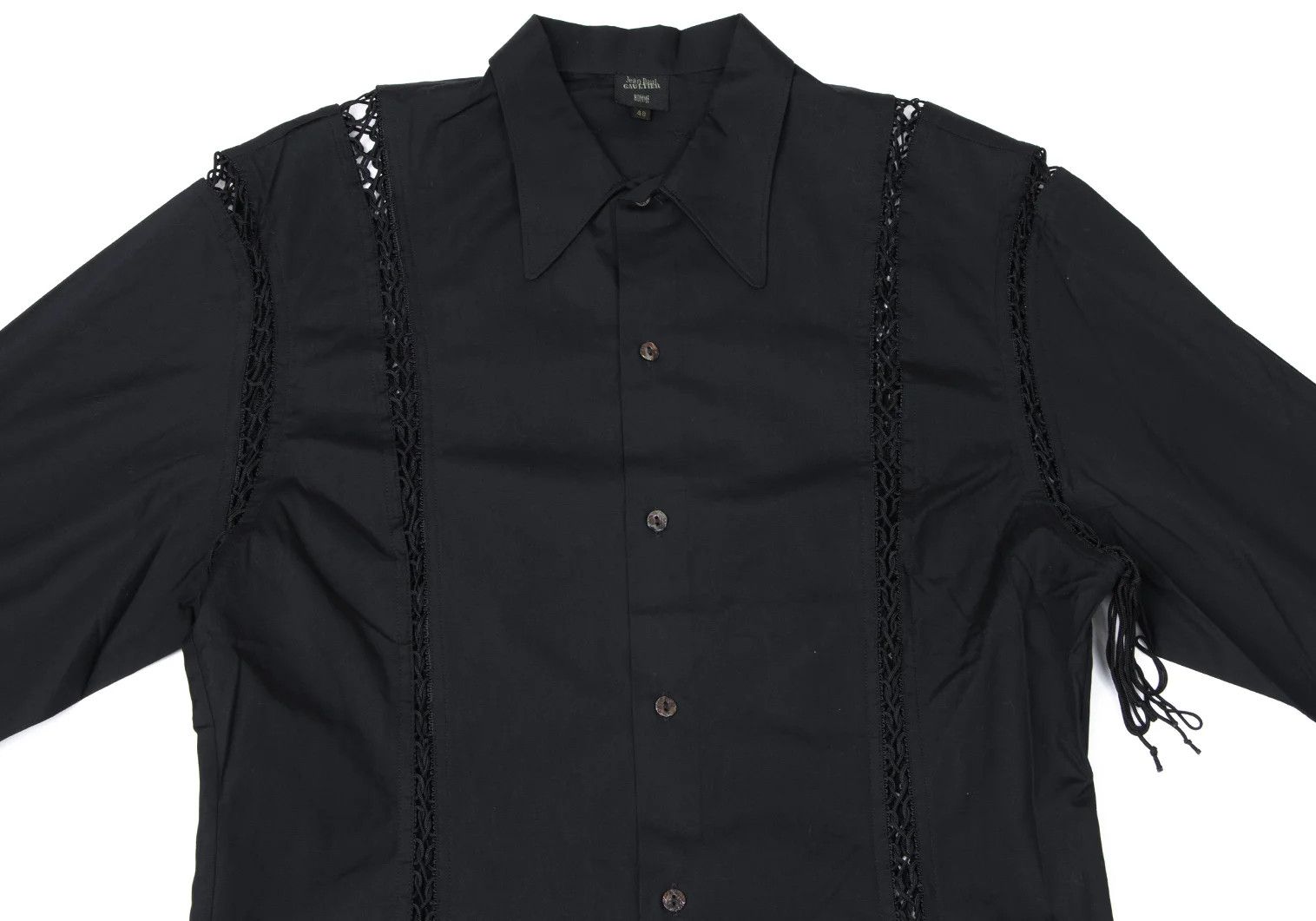Jean Paul Gaultier Cotton Lace-Up Long Sleeve Shirt in Black Size 48 Size US M / EU 48-50 / 2 - 2 Thumbnail