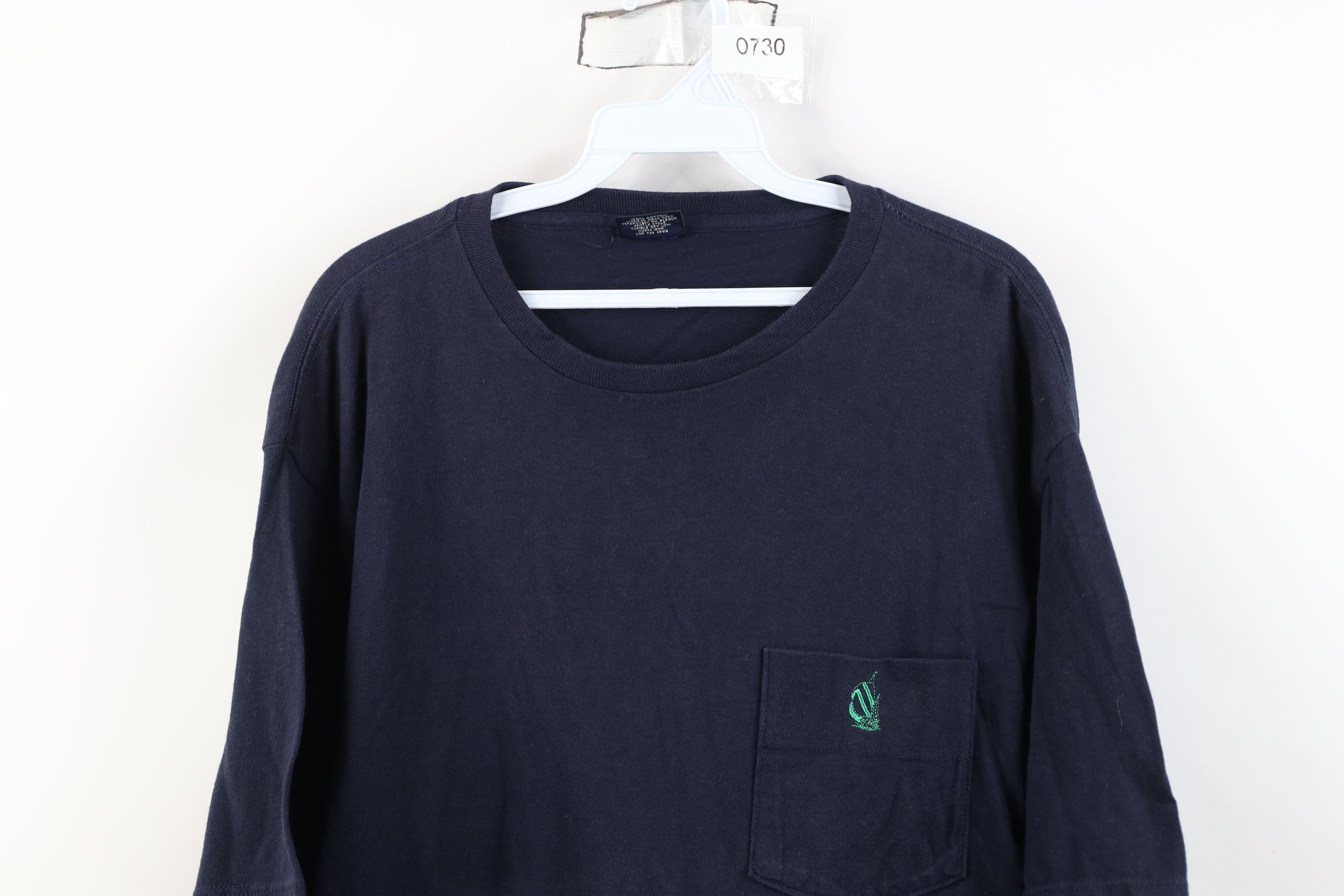 Nautica Vintage 90s Nautica Sailboat Pocket T-Shirt Navy Blue USA Size US L / EU 52-54 / 3 - 2 Thumbnail