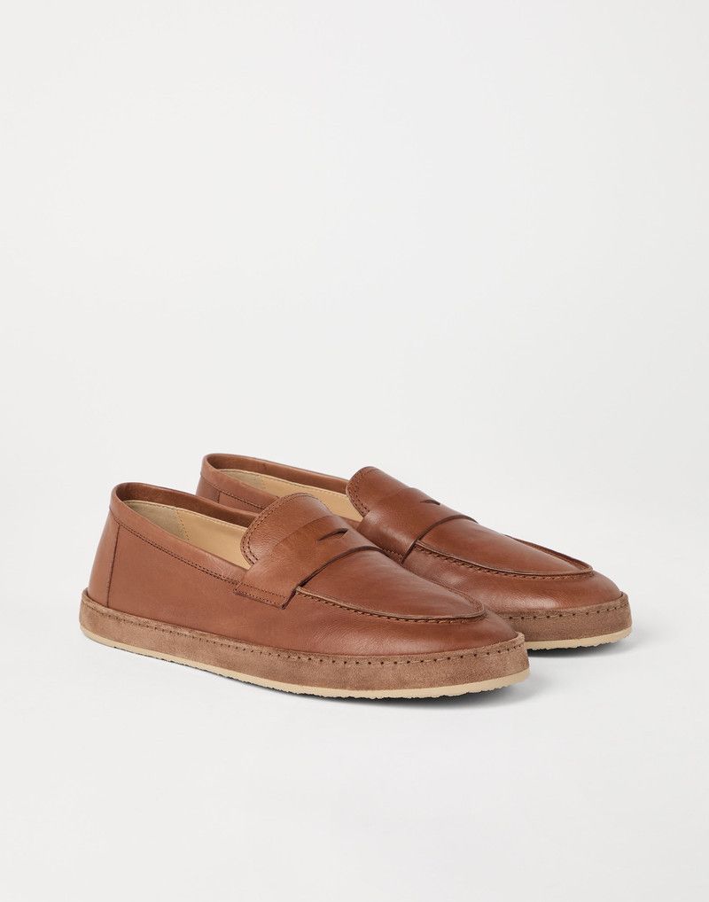 Brunello Cucinelli o1la1rc1a0326 Soft Calfskin Loafer Sneakers in Brown Size US 12 / EU 45 - 5 Thumbnail