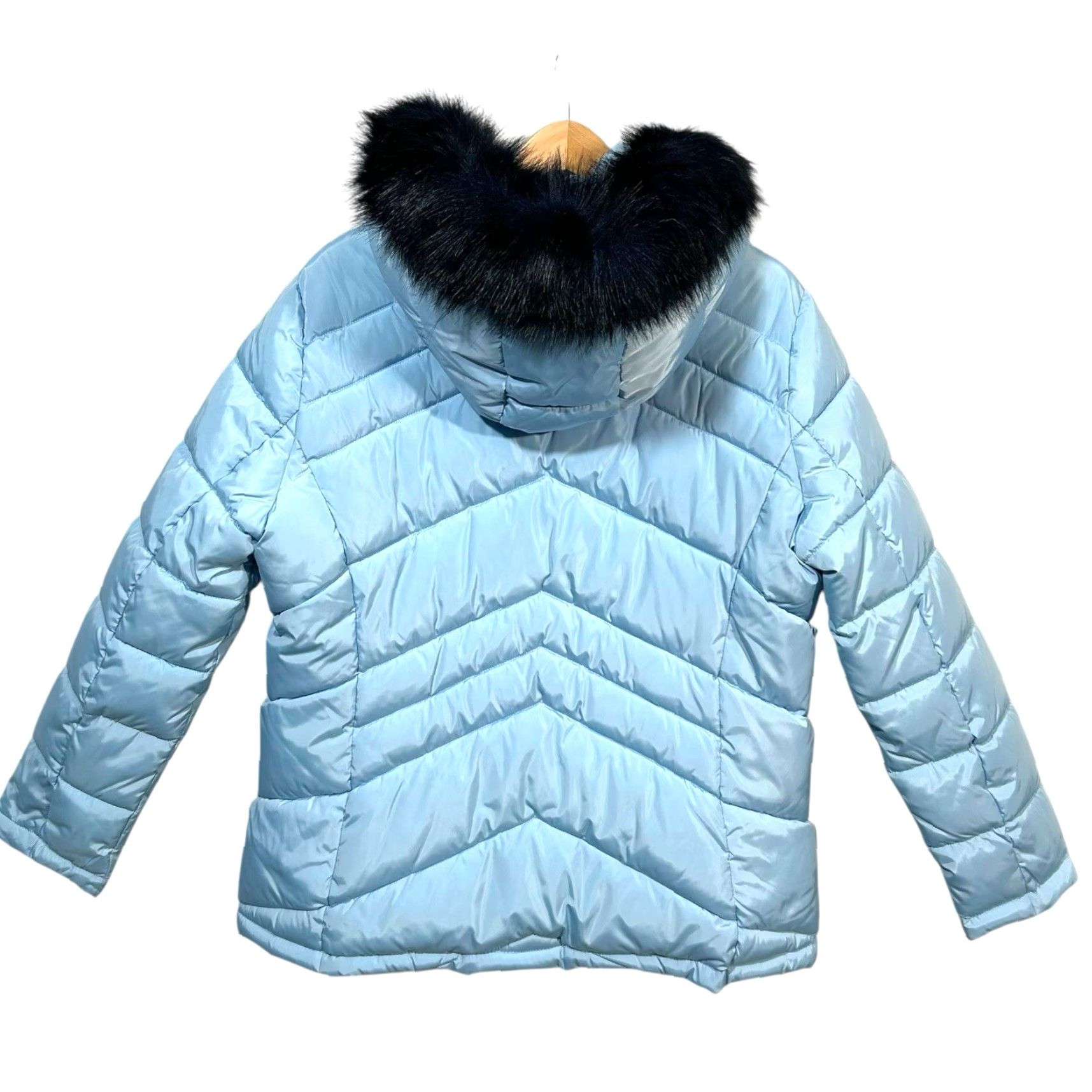 Tommy Hilfiger Tommy Hilfiger Women’s Fur Hood Puffer Jacket XS XL Light Blue Cerulean Cinched Waist Zip Pockets Quilted Winter Coat Mens Womens Girls Boys Size XL / US 12-14 / IT 48-50 - 7 Thumbnail