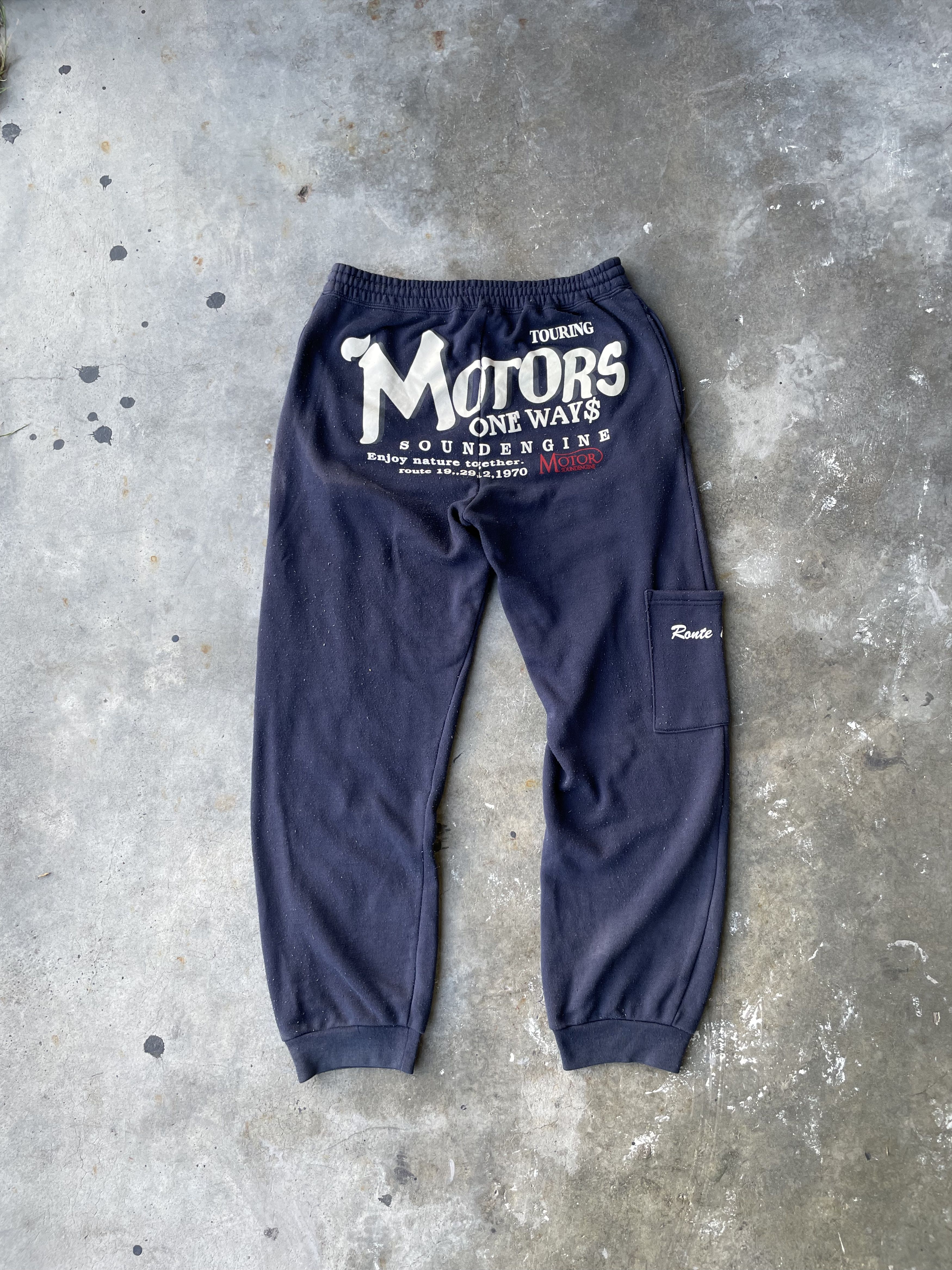Vintage Vintage Motorcycle Flames Biker Big Logo Sunfaded Sweatpants Size US 29 - 1 Thumbnail
