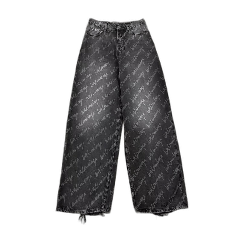 Balenciaga balenciaga gray printed denim pants Size US 26 / EU 42 - 1 Thumbnail