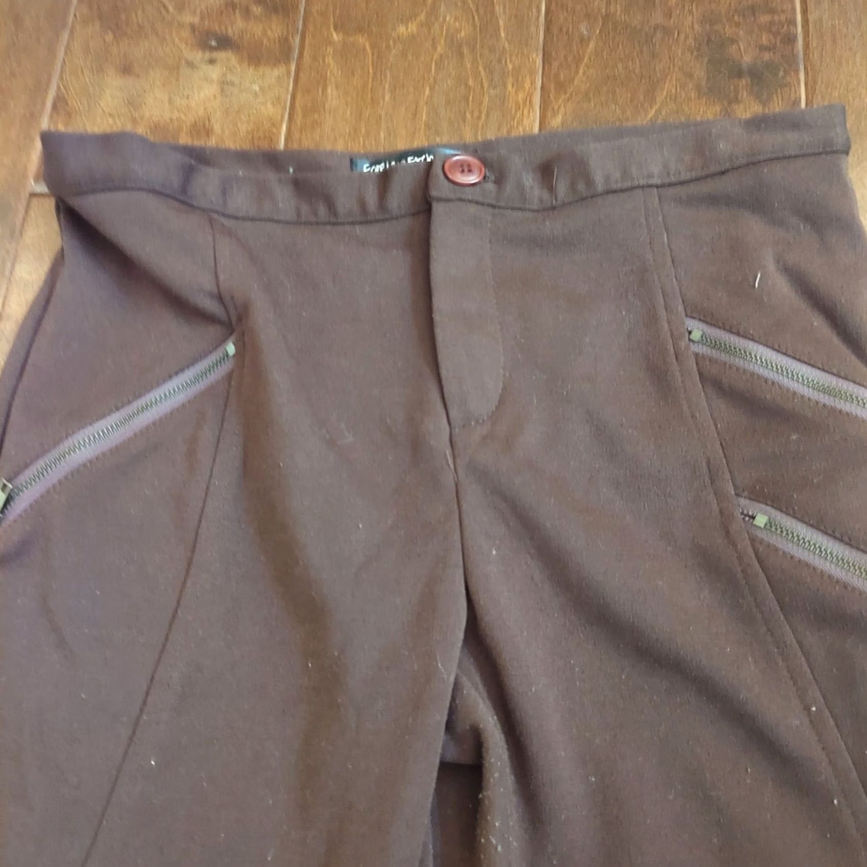 Vintage Foreign Exchange Women's Brown Dress Pants Zip Pockets & Leg Zip Up Pants M Brown Size 32" / US 10 / IT 46 - 6 Thumbnail