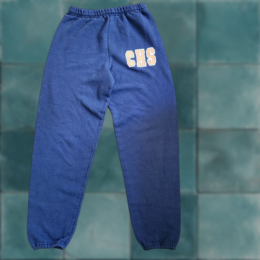 Jerzees VINTAGE JERZEES Chatsworth High School Navy Blue Drawstring Sweatpants - Size S Unisex Adults Pants Winter Spring Fall 27 Inseam Regular 함께 Size US 29 - 1 Thumbnail