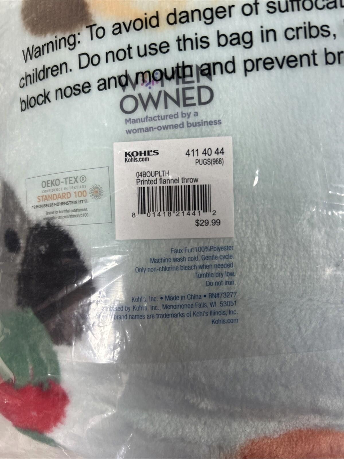 Designer Kohl's 5’X6' THE BIG ON Multicolored DOGS PLUSH Fleece Throw Size ONE SIZE - 5 Thumbnail