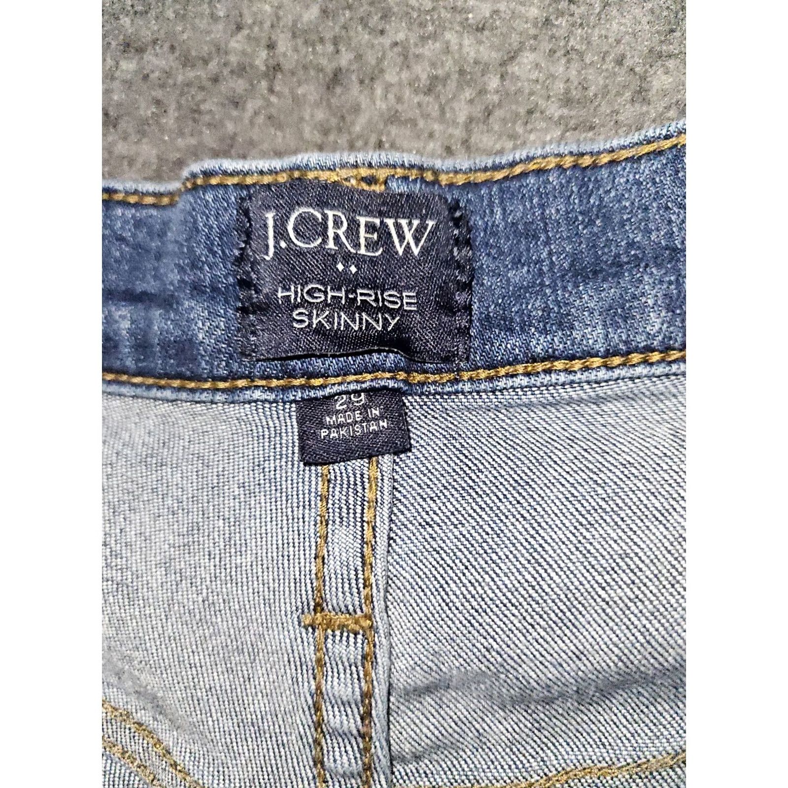 J.Crew J.CREW Jeans Women's High Rise Skinny Blue Stretch Frayed Preppy 29 Button Fly Size 29" - 2 Thumbnail