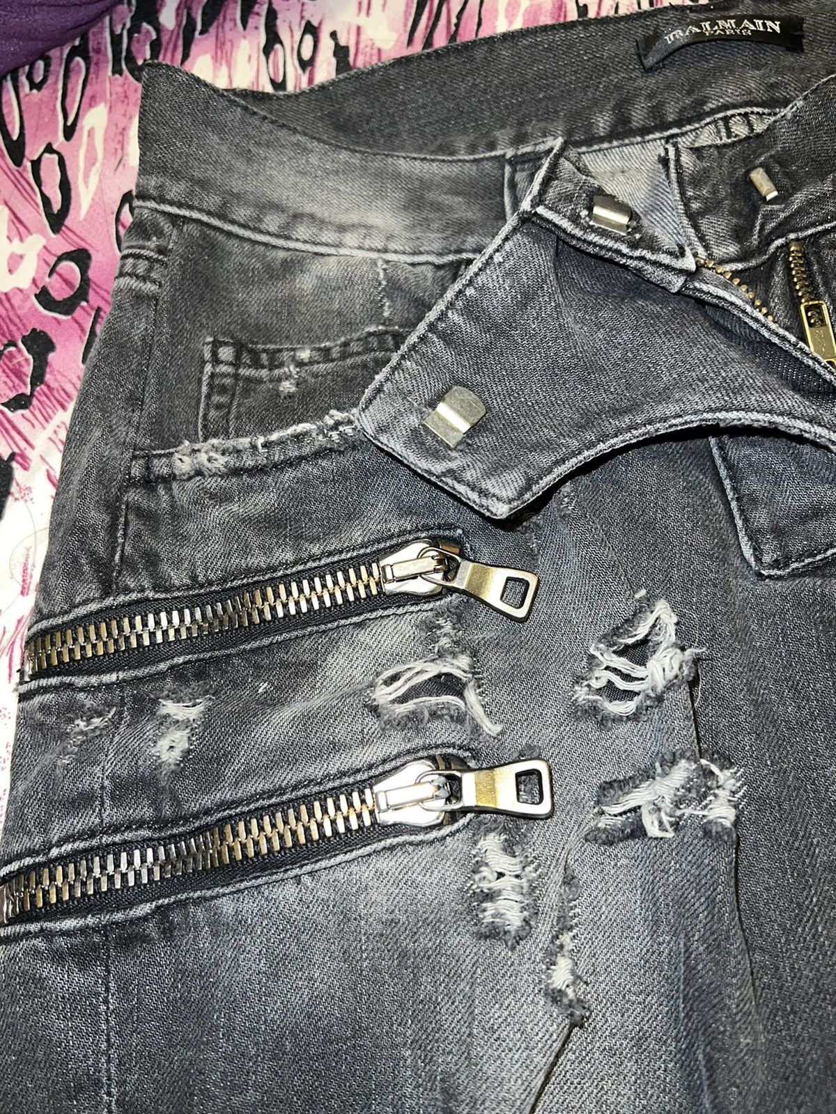 Balmain Rare Balmain by Christophe Decarnin distressed biker denim ➕ Size 26" / US 2 / IT 38 - 23 Thumbnail