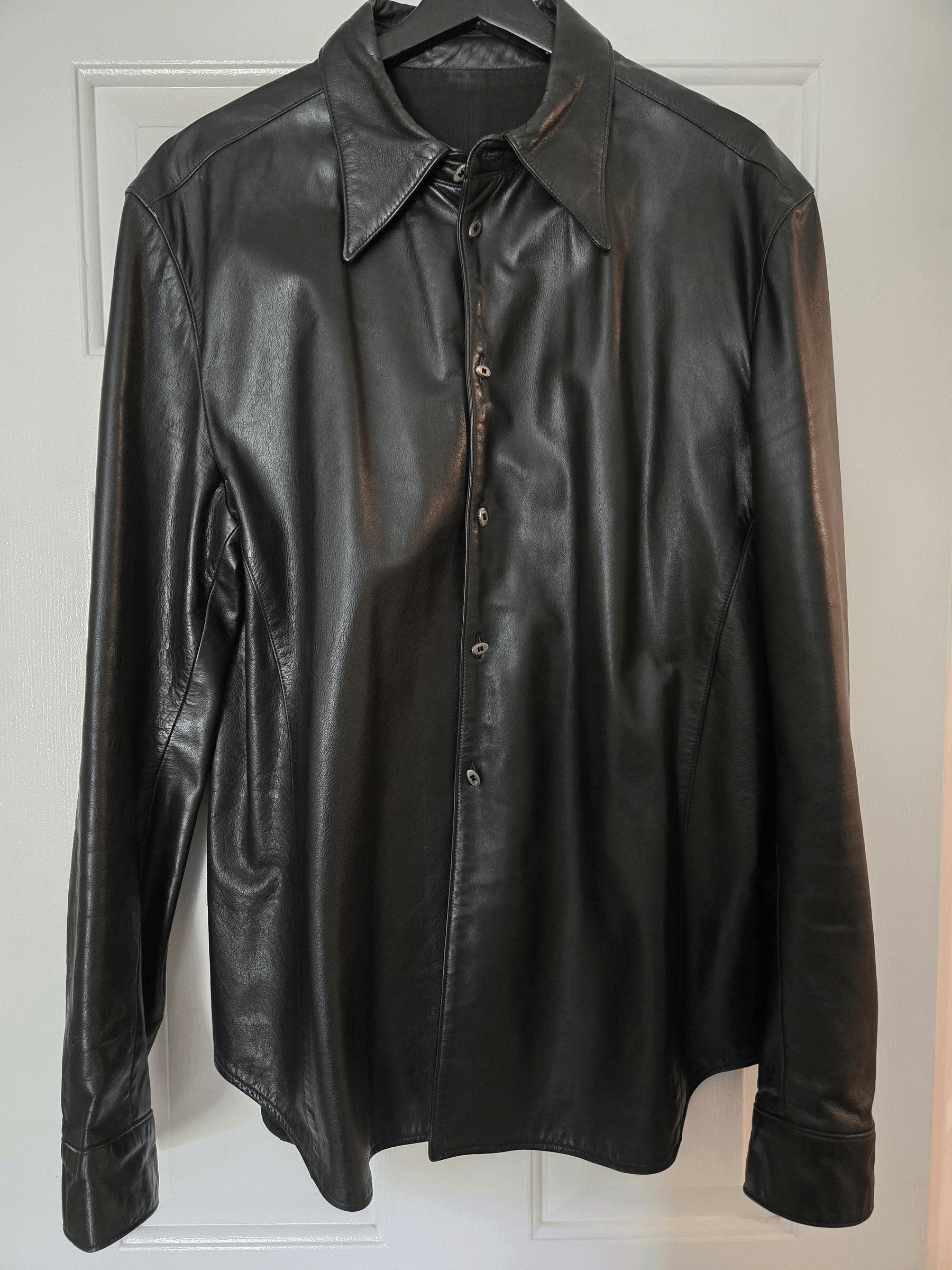 Carpe Diem Maurizio Altieri Black Lamb Leather Shirt Jacket Size US L / EU 52-54 / 3 - 9 Thumbnail