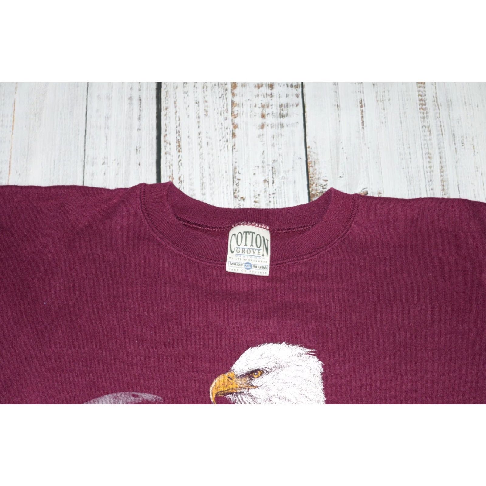 Vintage VINTAGE Cotton Grove USA Made Sweatshirt Crewneck 2XL Burgundy 90s Graphic Print Mens Size US XXL / EU 58 / 5 - 3 Thumbnail