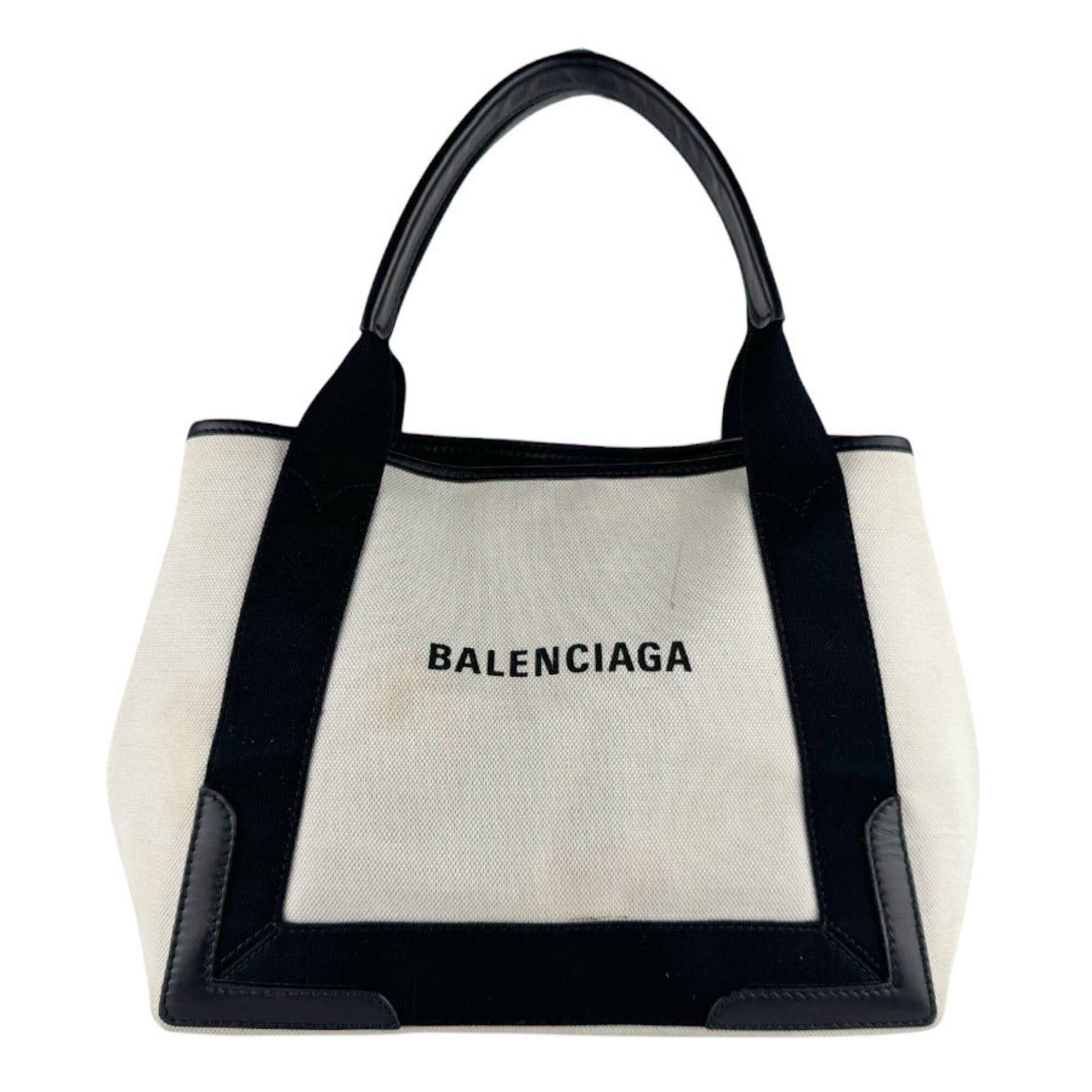 Balenciaga Balenciaga handbag/tote bag, Navy Cabas S, canvas and leather, black ivory, women's, 339933 z9852 Size ONE SIZE - 1 Thumbnail