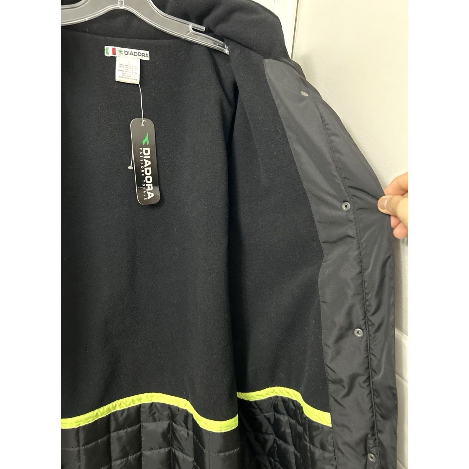 Diadora Diadora Parka Jacket Mens Large Black Neon Fleece Lined Long Bench Cost Size US L / EU 52-54 / 3 - 7 Thumbnail