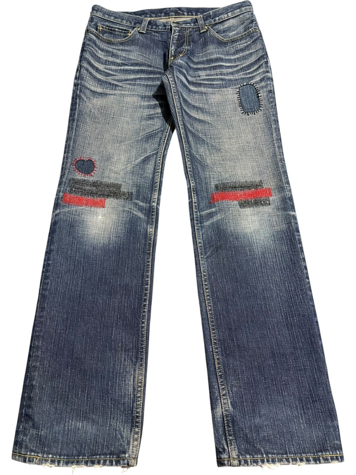 Number (N)ine SS05 Number Nine Nightcrawler Denim Patch stitching Red Yarn Size US 31 - 2 Thumbnail