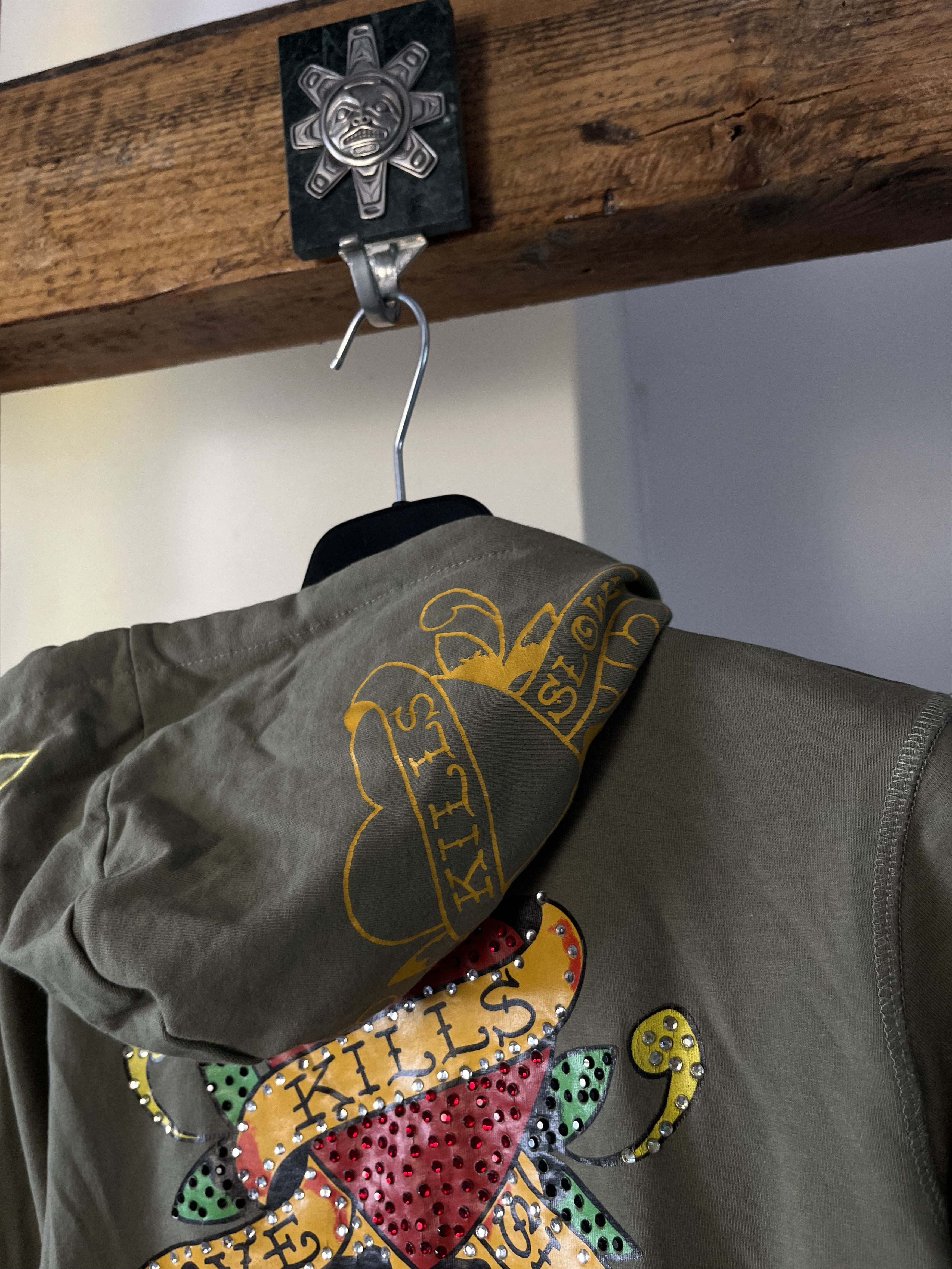 Christian Audigier × Ed Hardy × Vintage Ed Hardy By Christian Audigier Skull Zip Hoodie Size M / US 6-8 / IT 42-44 - 7 Thumbnail
