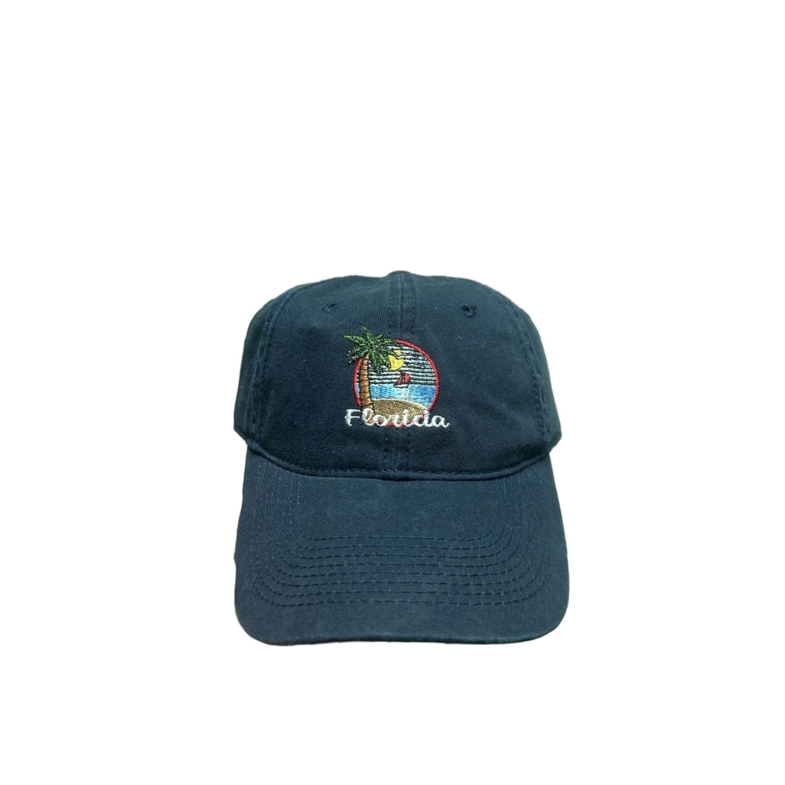Vintage VINTAGE strapback hat cap Florida beach palm tree embroidered adjustable blue Mens Adjustable Blue Beach Cap Strapback Hat Size ONE SIZE - 1 Thumbnail