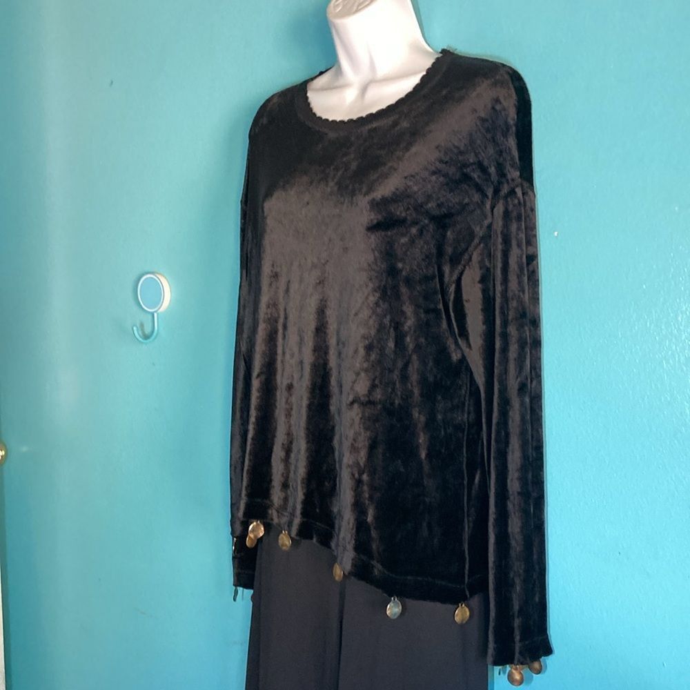 Sonia Rykiel Sonia Rykiel Size L Black Velvety French Pullover Top With G Size L / US 10 / IT 46 - 7 Thumbnail
