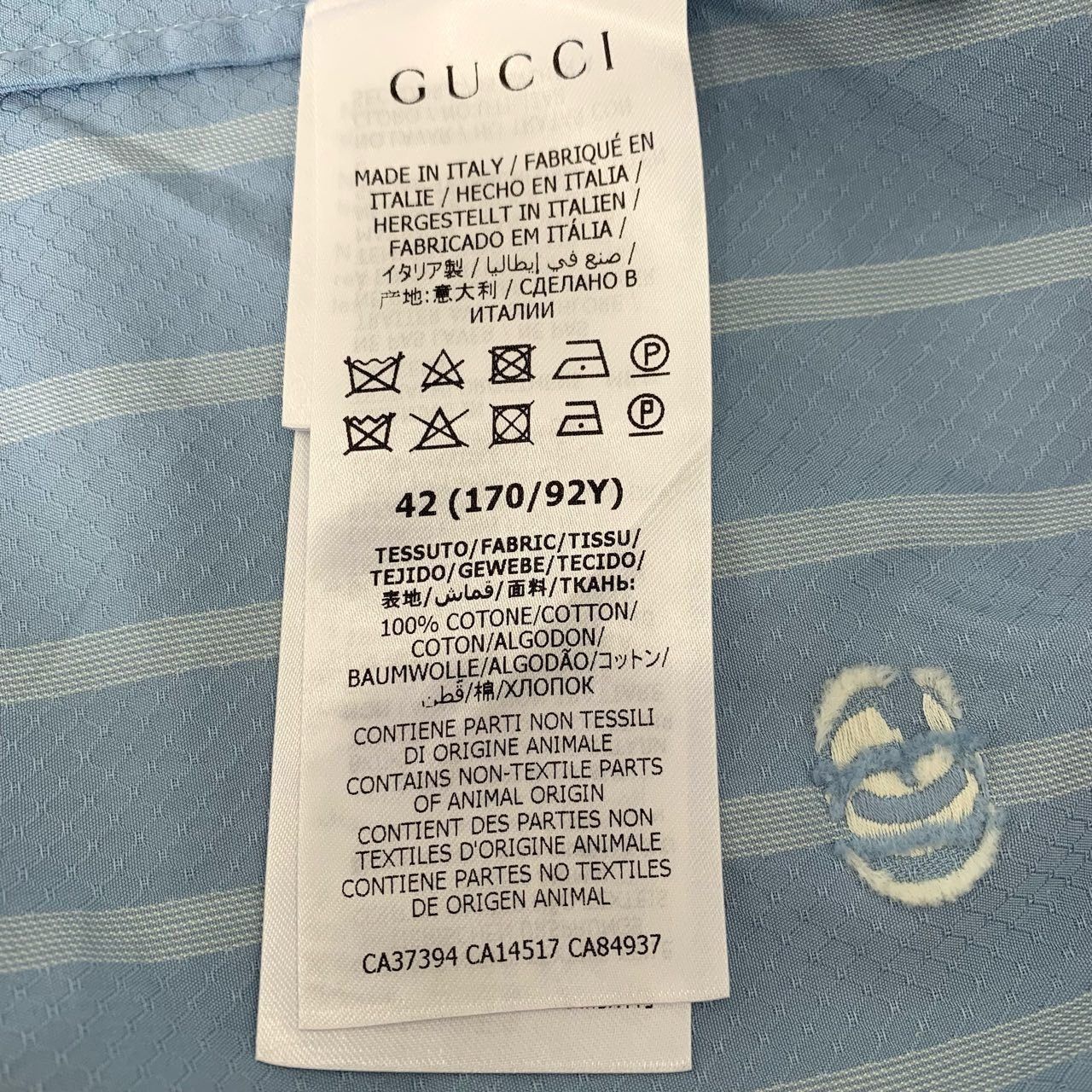 Gucci Gucci Double G Logo Embroidered Blue and White Striped Cotto Size M / US 6-8 / IT 42-44 - 5 Thumbnail