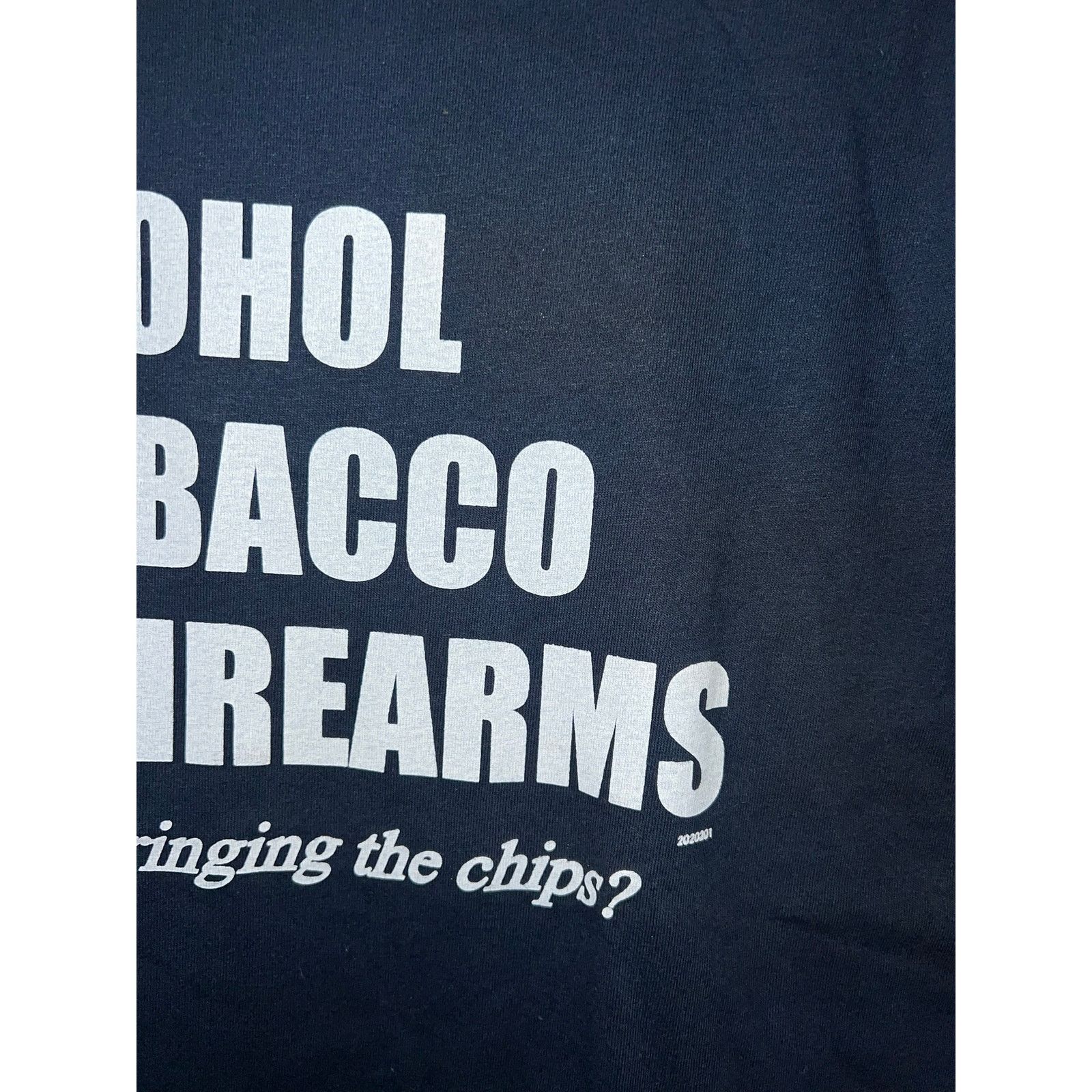 Gildan Y2K ATF Alcohol Tobacco Firearms Blue Humor Joke Shirt Small Size US S / EU 44-46 / 1 - 4 Thumbnail