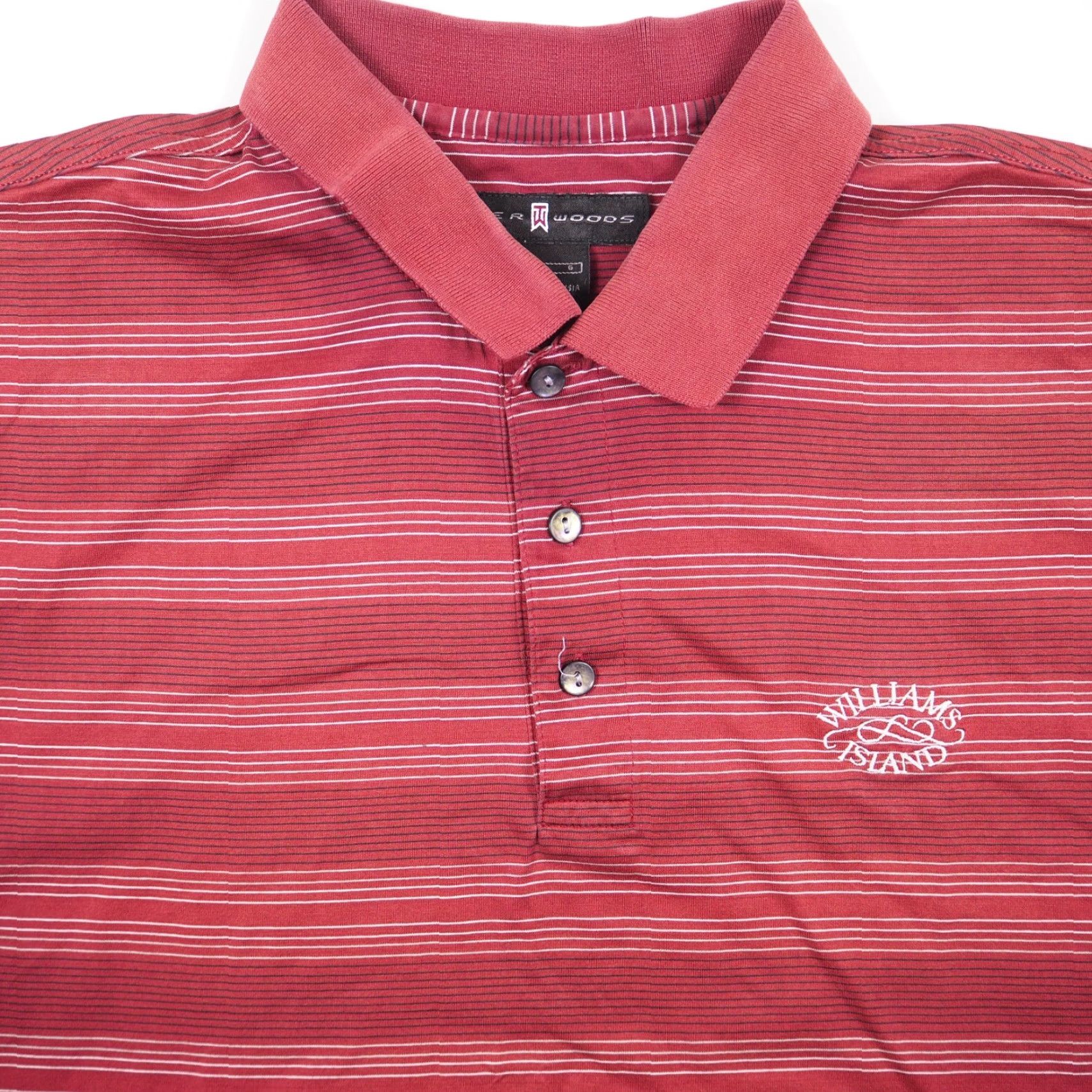 Vintage Tiger Woods Polo Shirt - Red Striped Golf Casual Short Sleeve Shirt - Men's Size Large Size US L / EU 52-54 / 3 - 2 Thumbnail