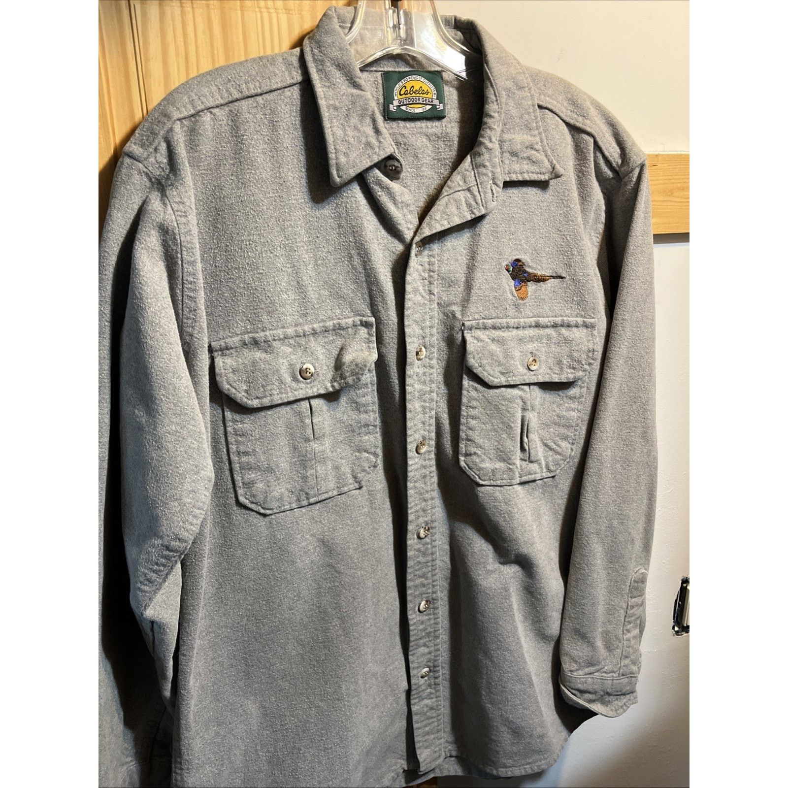 Cabelas VTG Cabelas Shirt Large Gray Chamois Hunting Pheasant Logo Size US L / EU 52-54 / 3 - 7 Thumbnail