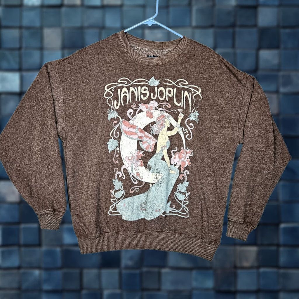 Vintage Janis Joplin Sweatshirt A Toast Brown Fleece Crew Neck Pullover Women L Size Size L / US 10 / IT 46 - 1 Thumbnail