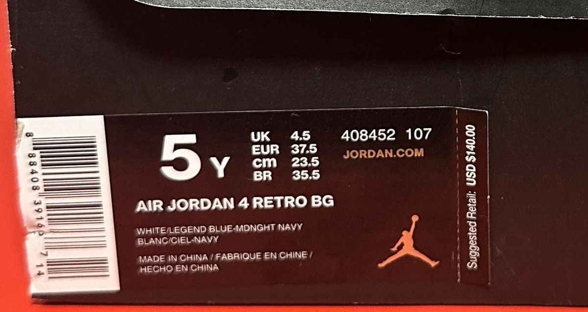 Jordan Brand Jordan 4 Columbia Size 5Y Size US 5 / EU 37 - 8 Thumbnail