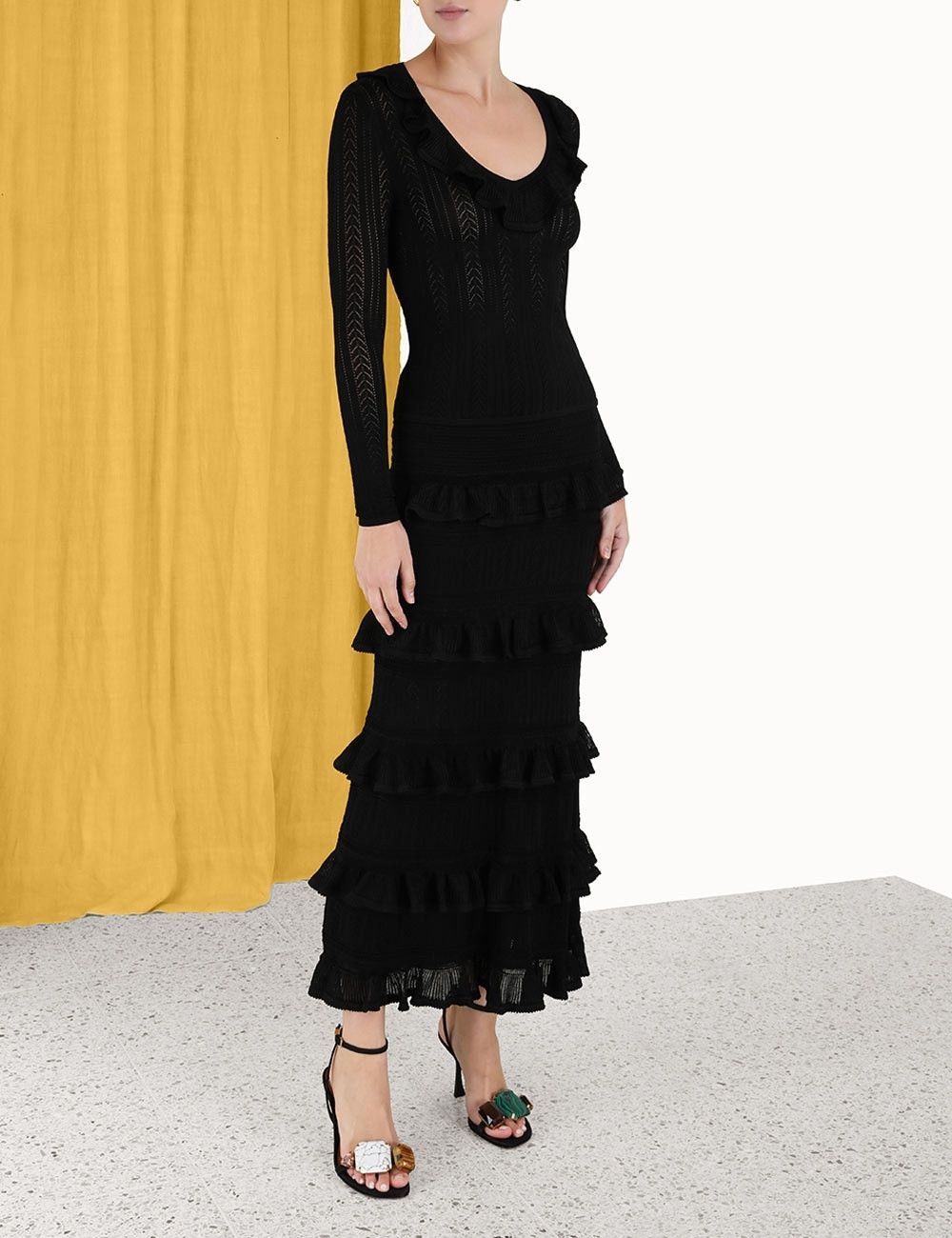 Zimmermann oc11z0425 Luminosity V-Neck Ruffle Top in Black Size XL / US 12-14 / IT 48-50 - 3 Thumbnail