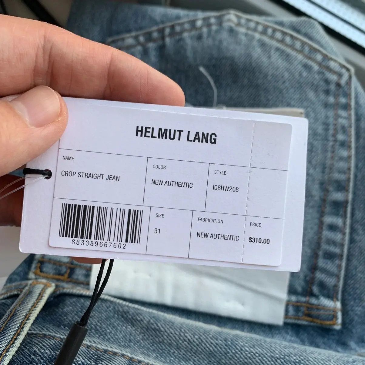 Helmut Lang 🔴 HELMUT LANG Jeans Distressed Denim Straight Cropped Blue Size 31" - 8 Thumbnail