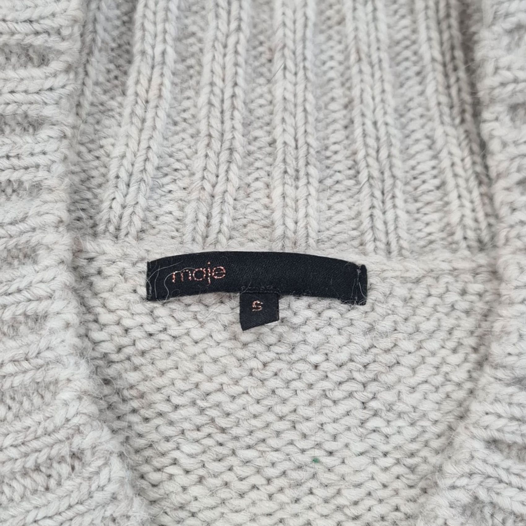 Maje VINTAGE? No. Maje Jumper Beige Small Alpaca Wool Knitted V Neck Pullover Womens Shirt? Size S / US 4 / IT 40 - 3 Thumbnail