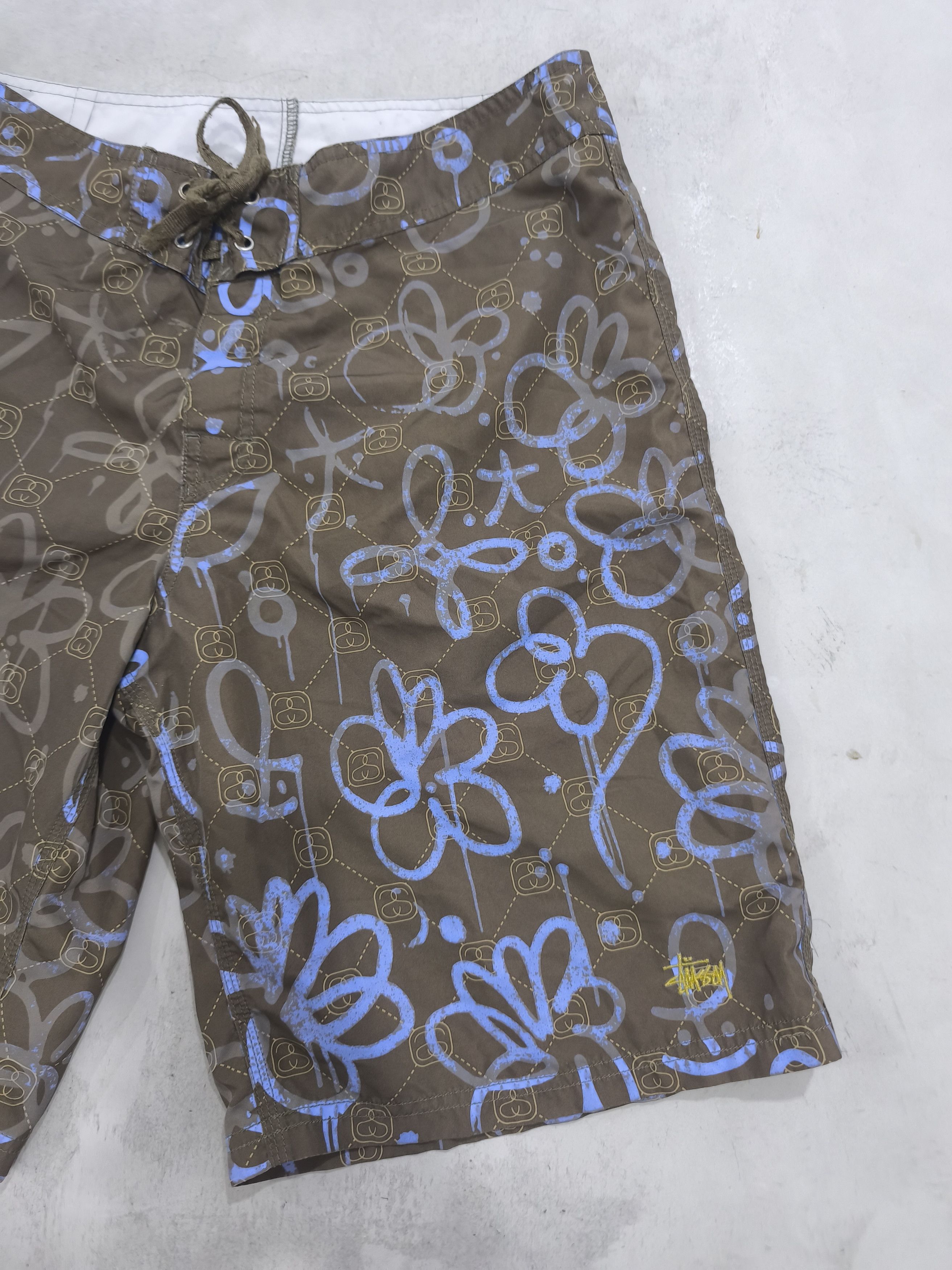 Stussy Vintage Stussy SS04 Logo Splash Board Shorts Monogram Size US 33 - 3 Thumbnail