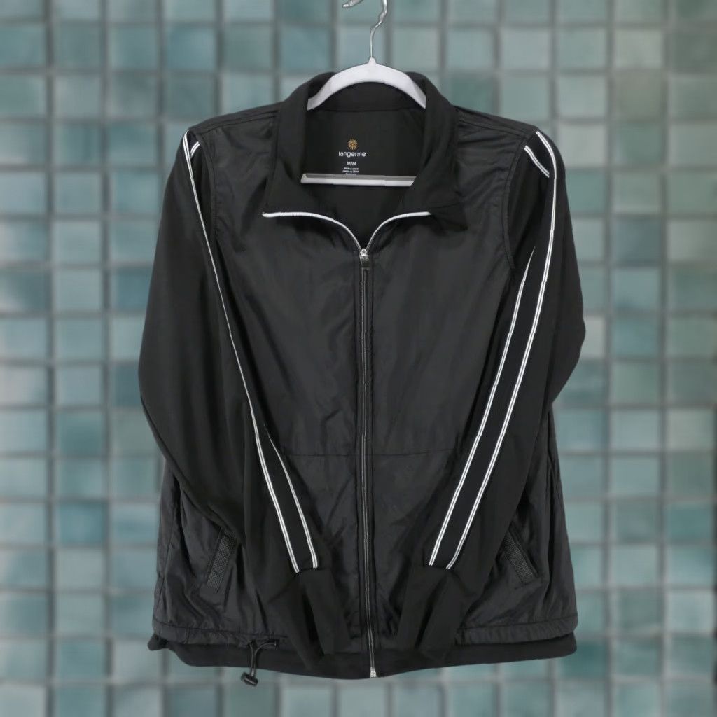 Vintage Tangerine Jacket Womens Medium Black Full Zip Softshell Workout Yoga Size M / US 6-8 / IT 42-44 - 1 Thumbnail