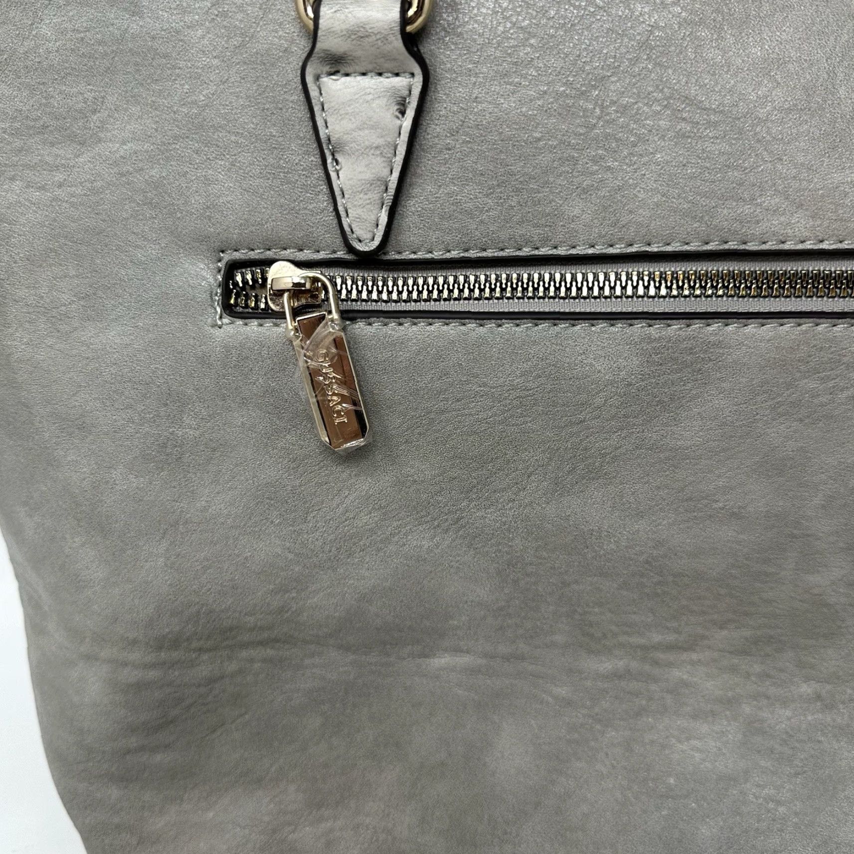 Vintage Gussaci Shoulder Bag Womens Gray Leather Ostrich Trim Crossbody Strap Classic Large Size ONE SIZE - 6 Thumbnail