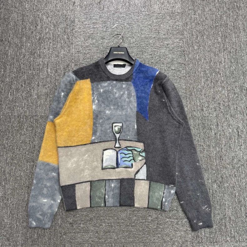 Prada Oil painting rabbit fur sweater