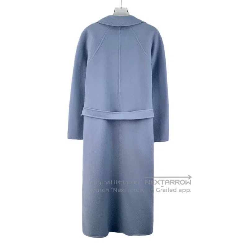 Max Mara Max Mara Sky Blue Sheep Wool Collar Long Sleeve Belted Coa Size XS / US 0-2 / IT 36-38 - 2 Thumbnail