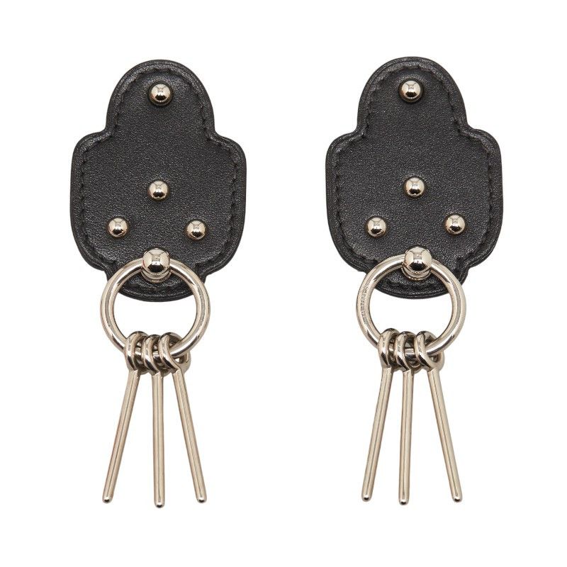 Hermes Hermes Hermes Carnaby Earrings Silver Black Metal Leather Metal Earrings in Great Condition Size ONE SIZE - 1 Thumbnail