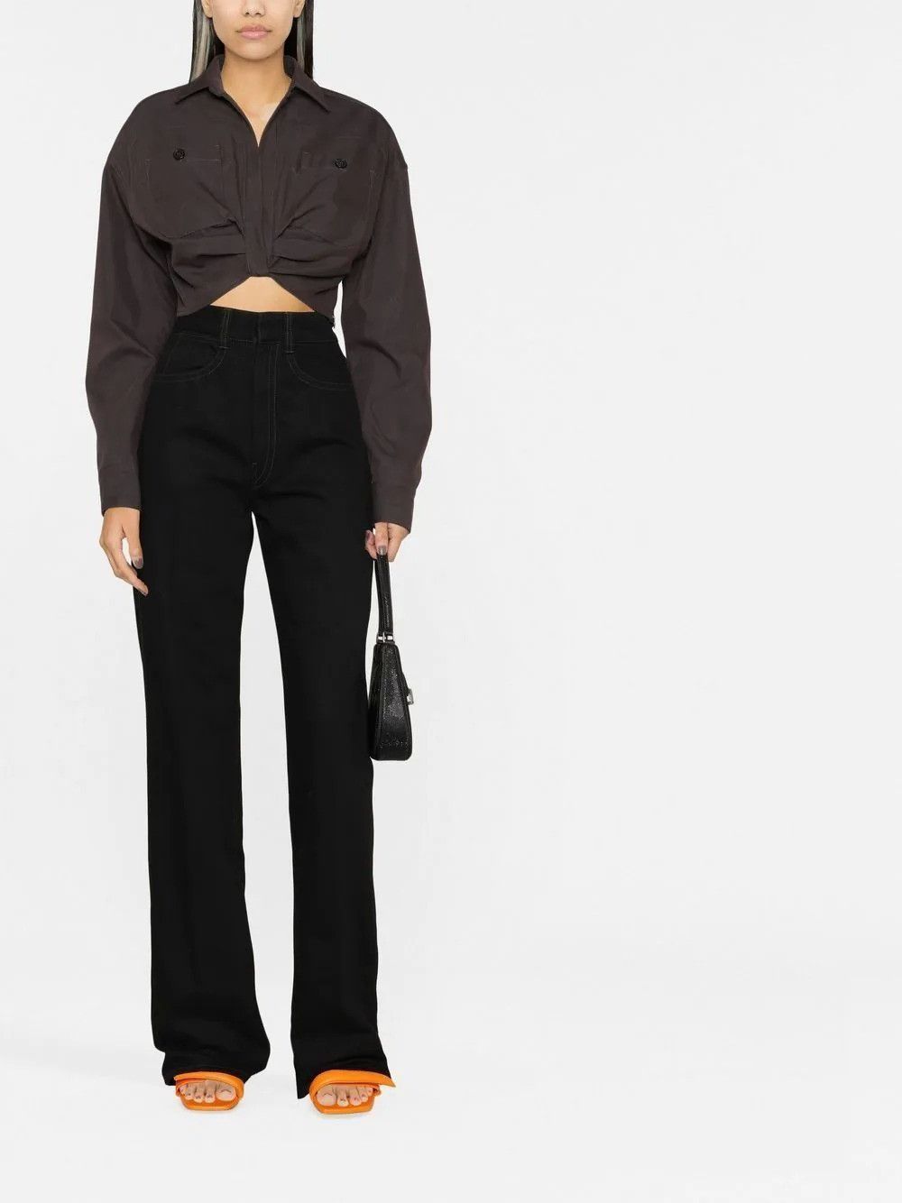Off-White o1gr1nt1124 Co Twist Crop Cargo Shirt in Dark Grey Size XS / US 0-2 / IT 36-38 - 2 Thumbnail