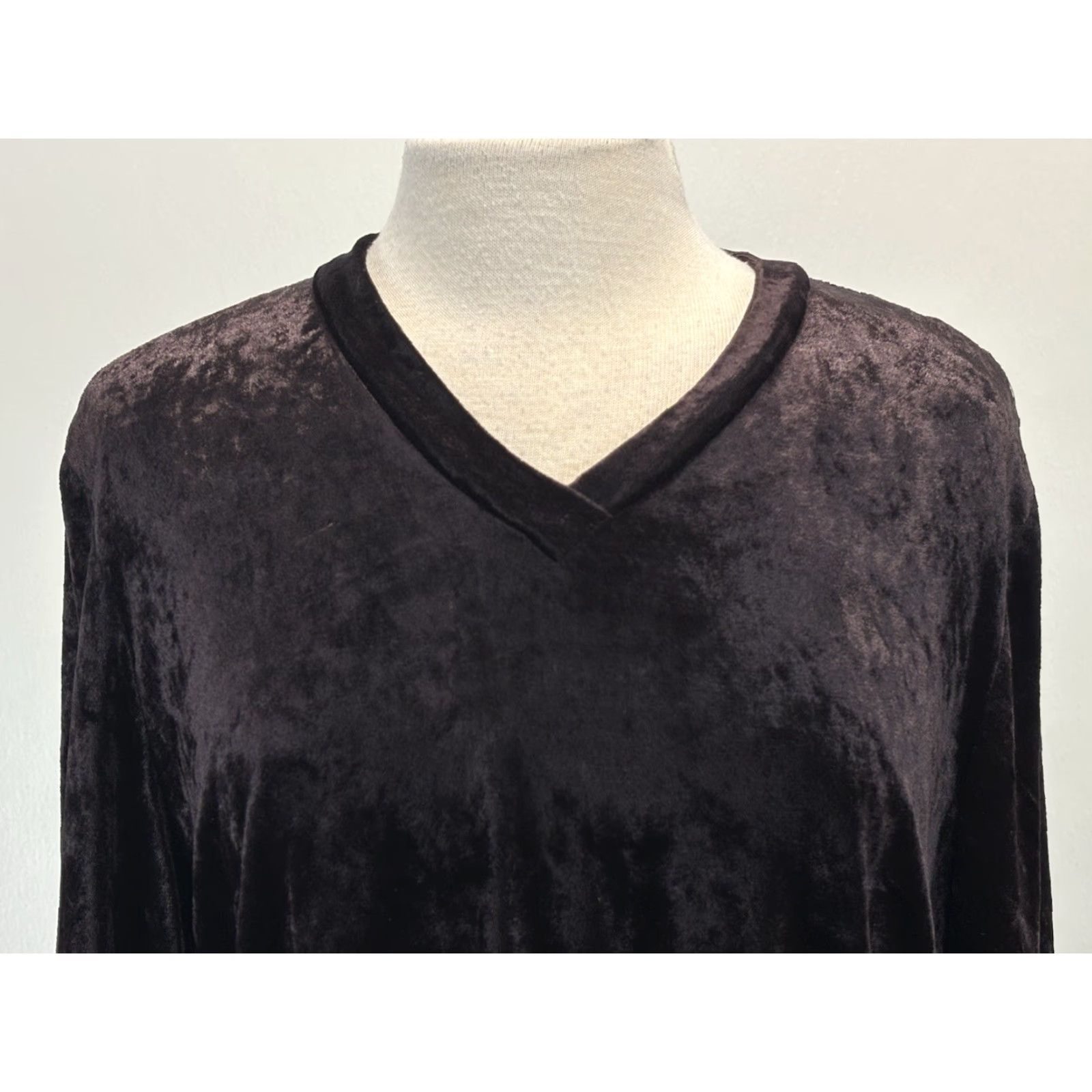 Velvet VINTAGE Chetta B Crushed Velvet Tunic Top 16 Black/brown Purple Goth Retro 90s Womens TUNIC Size XXL / US 16-18 / IT 52-54 - 5 Thumbnail