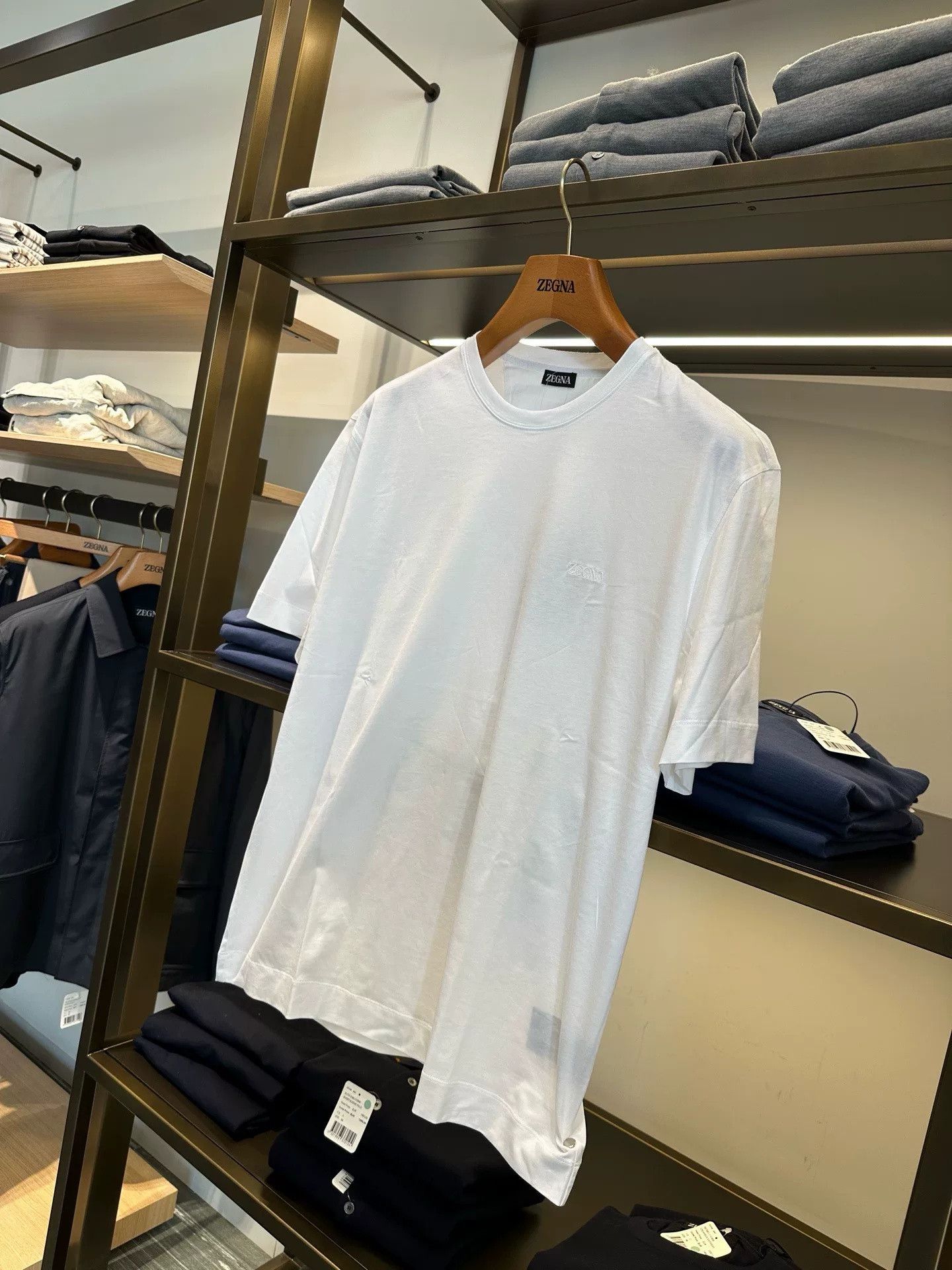 Ermenegildo Zegna Zegna Men's White Cotton T-Shirt Size US L / EU 52-54 / 3 - 3 Thumbnail