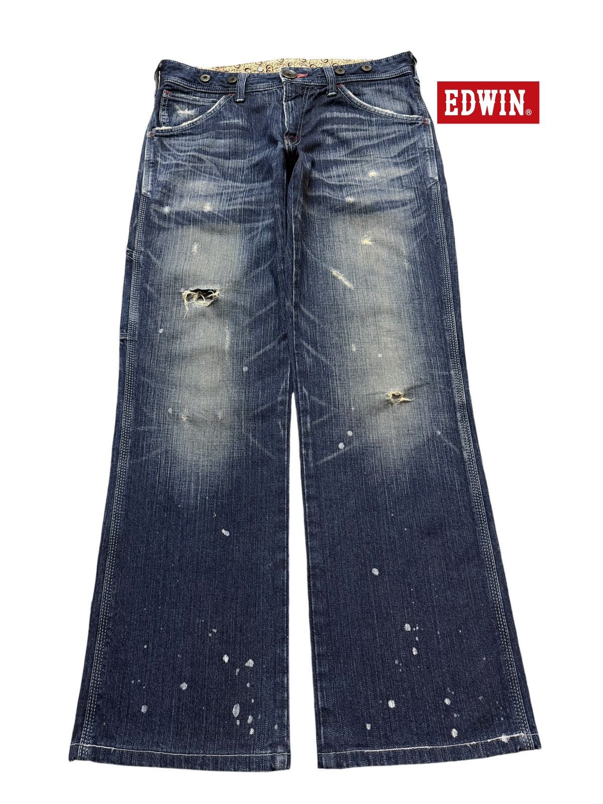Edwin 503 Blue Trip Faded Wash Carpenter Paint Splatter