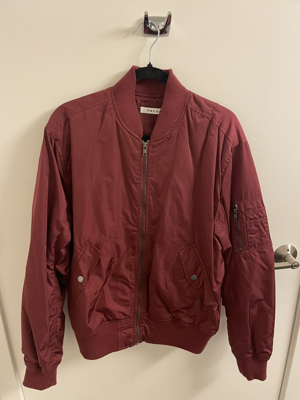 Pacsun Maroon Bomber Jacket Size US M / EU 48-50 / 2 - 1 Thumbnail