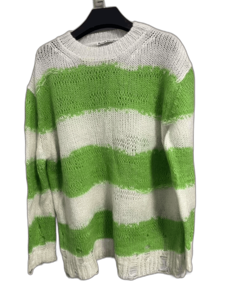 Acne Studios Green and White Striped Knit Sweater Size XS / US 0-2 / IT 36-38 - 1 Thumbnail