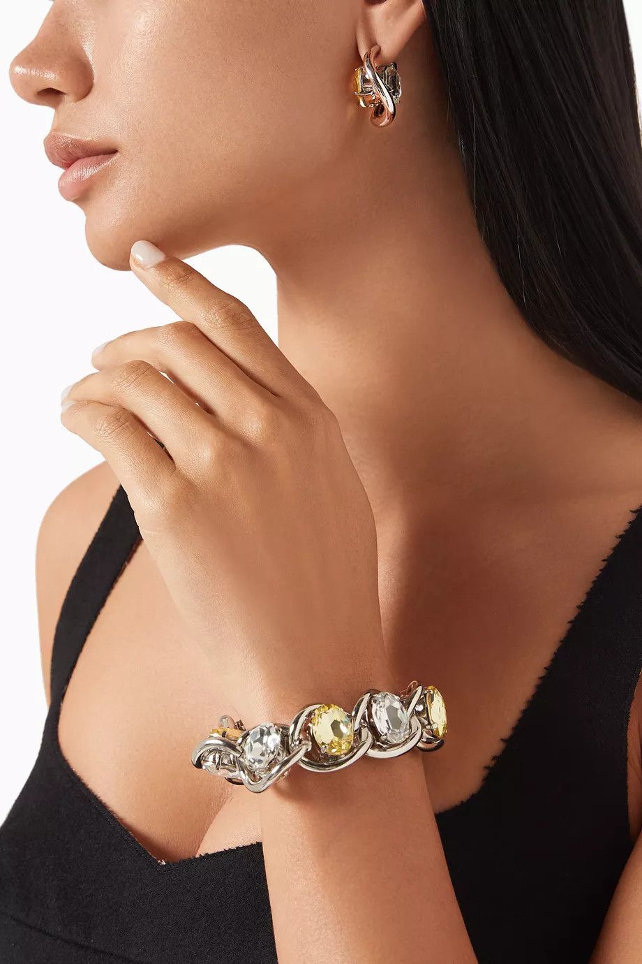 Marni o1f1d3z0725 Size: OS / Chunky Rhinestone Hoop Earrings Size ONE SIZE - 4 Thumbnail