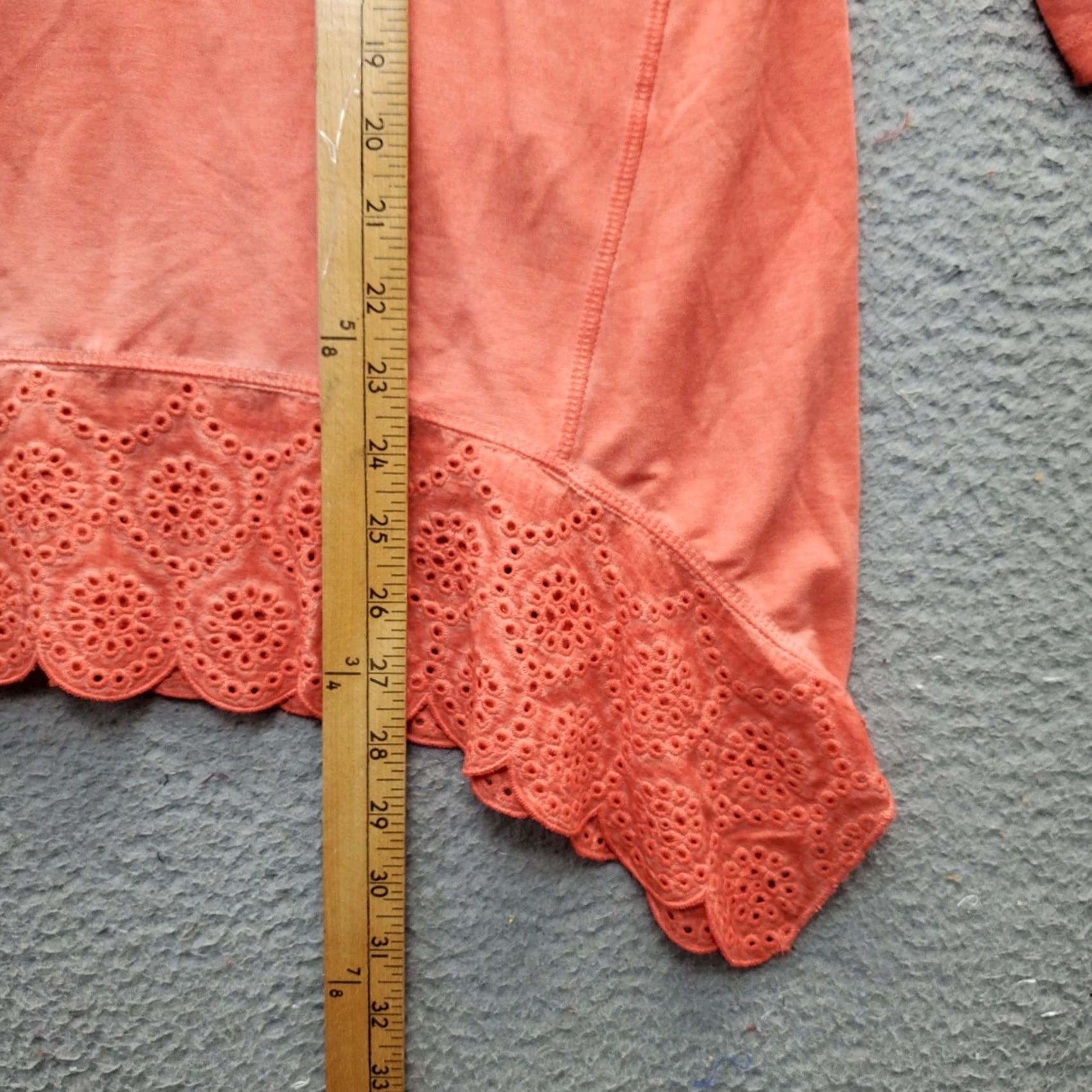 Vintage Cha Cha Vente Tunic Top Womens Size S Orange Rayon Stretch Eyelet Hem Round Neck Shirt Size S / US 4 / IT 40 - 4 Thumbnail