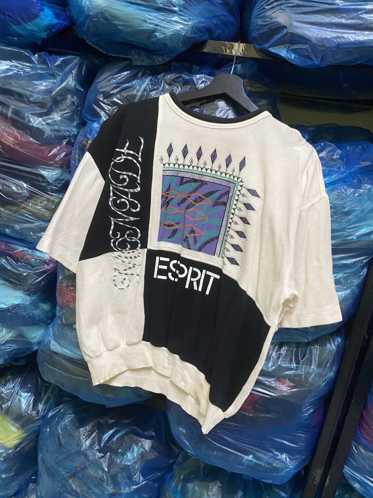 Esprit VINTAGE 90s ESPRIT PATCHWORK SHORT SLEEVE SWEATSHIRT Size US L / EU 52-54 / 3 - 2 Thumbnail